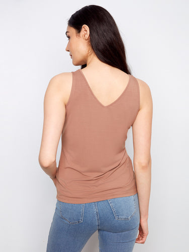 Chic V-neck detail enhances the modern look of this comfortable top, making it an essential piece in your collection by Charlie B.