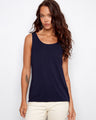 Navy top featuring a reversible design for versatile styling, perfect for any occasion. Crafted with care by Charlie B.