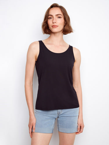 A must-have in your wardrobe, the reversible design of this black bamboo cami offers endless styling options by Charlie B.