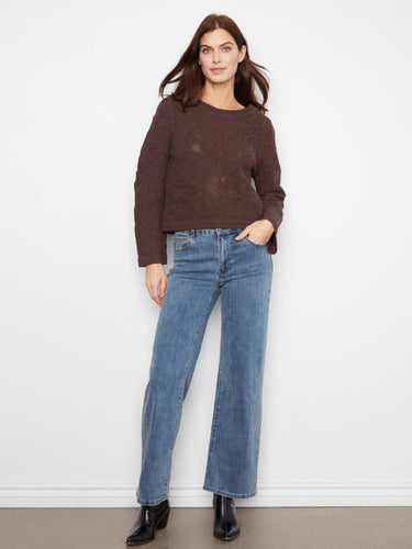 Experience warmth with long sleeves in this beautifully crafted cotton sweater, ideal for cooler days. By Charlie B.