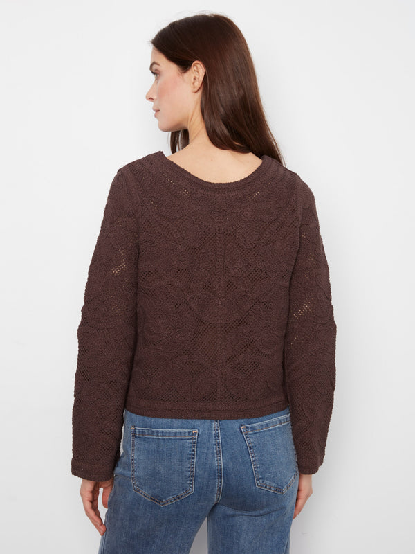 Cardigan réversible en coton crocheté - Café