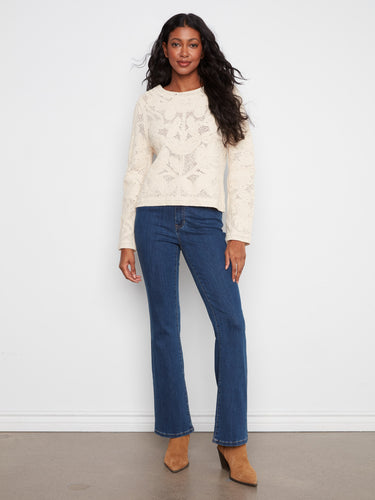 Natural crochet cardigan crafted from 100% cotton, ensuring comfort and breathability all day long by Charlie B.