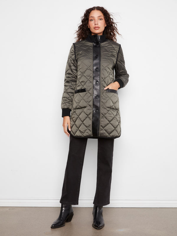 Manteau long matelassé réversible - Épinette