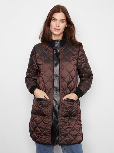 Stylish snap-button closure adds a touch of sophistication to this quilted coat, perfect for layering by Charlie B.