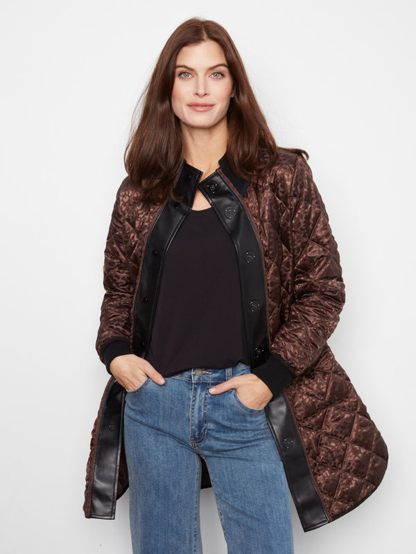 Manteau long matelassé réversible - Moka