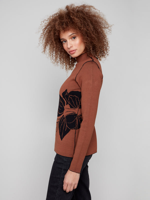 Reversible Mock Neck Sweater - Cacao