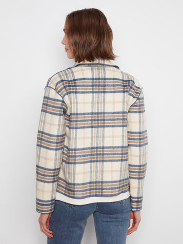 A modern plaid jacket featuring a button-front closure that complements any casual outfit effortlessly. By Charlie B.