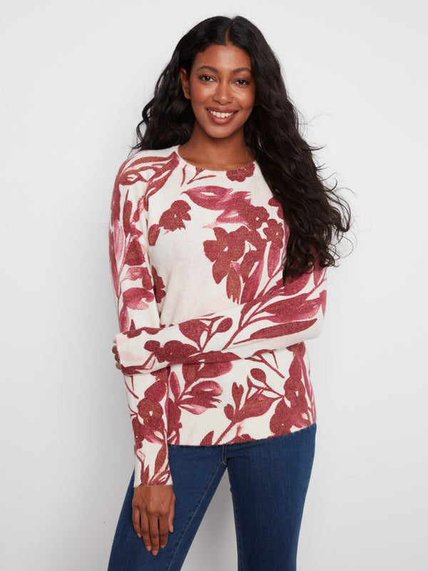 Reversible Printed Crew Neck Sweater - Blossom
