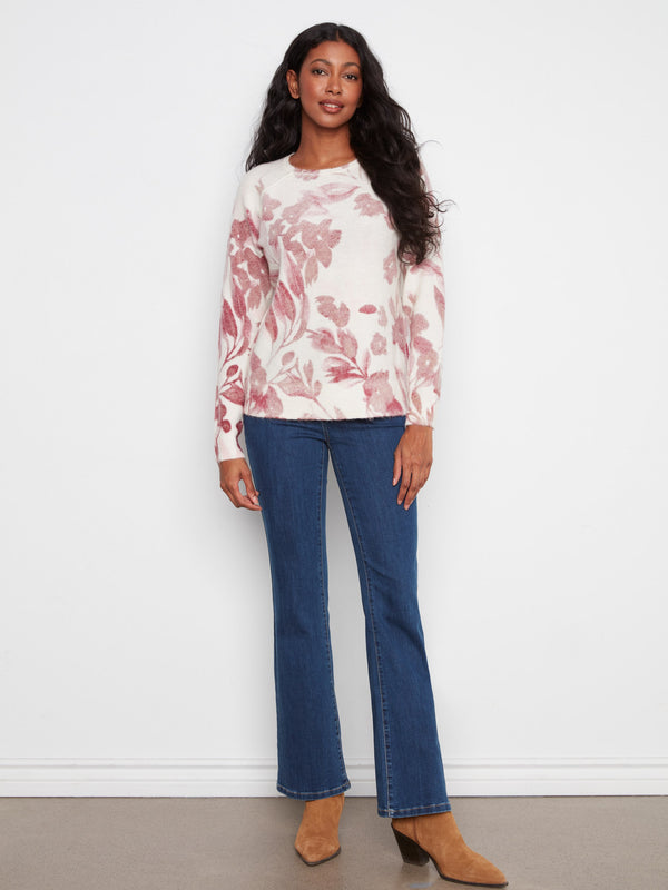 Reversible Printed Crew Neck Sweater - Blossom