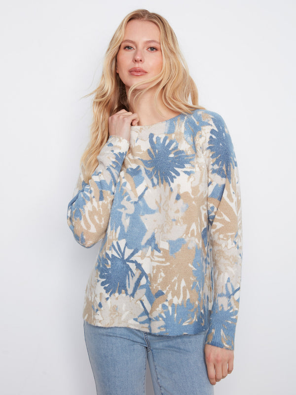 Reversible Printed Crew Neck Sweater - Stamps