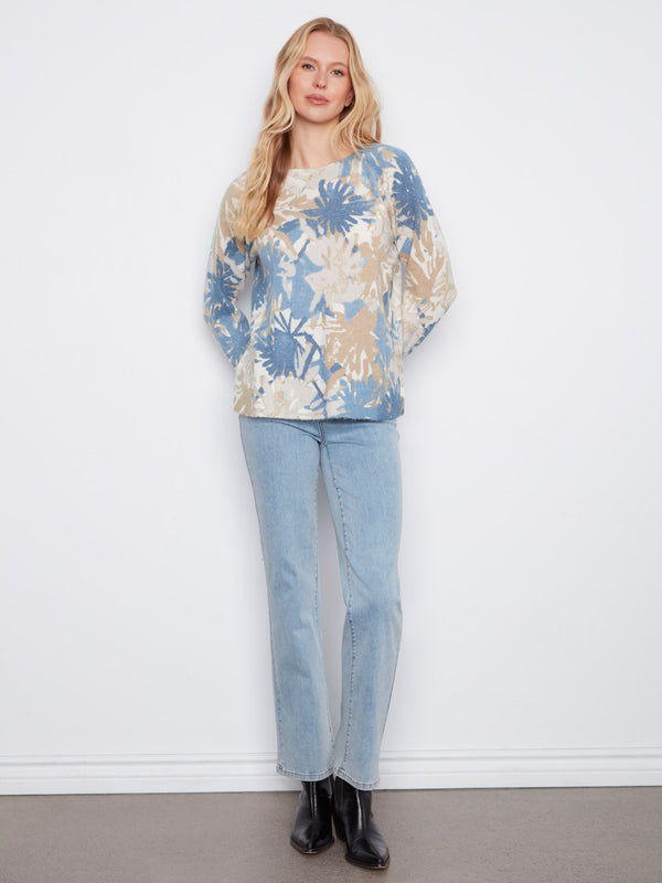 Reversible Printed Crew Neck Sweater - Stamps