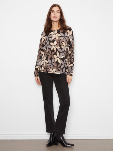 Long-sleeved sweater featuring a blend of brown and grey hues, perfect for versatile styling by Charlie B.