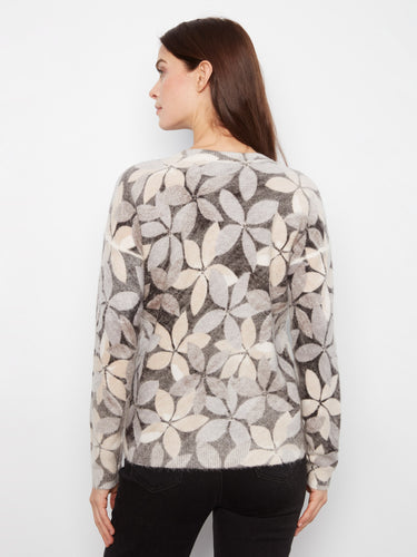Stylish crew neck sweater highlighting a reversible feature, perfect for diverse looks by Charlie B.
