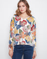 Floral sweater featuring a V-neck design, crafted from a soft cotton blend for comfort and style. Perfect for any casual outing by Charlie B.