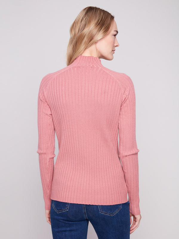 Primrose mock neck sweater with slim fit design, enhancing your silhouette beautifully by Charlie B.