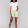 Keylime green shorts with a regular rise in stretch twill fabric by Charlie B.