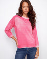 Pink sweater featuring a crew neckline in 100% cotton by Charlie B.