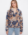 Sherpa flocked coat in a floral pattern with snap-button closure, offering a cozy and stylish look by Charlie B.