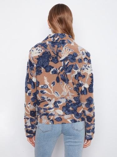 Flocked floral sherpa coat crafted from soft fabric, ensuring warmth and style in every wear by Charlie B.
