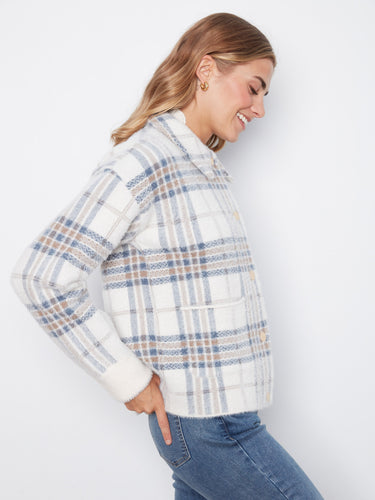 Chic plaid design with cozy cuffs offers elegance and warmth in one piece by Charlie B.