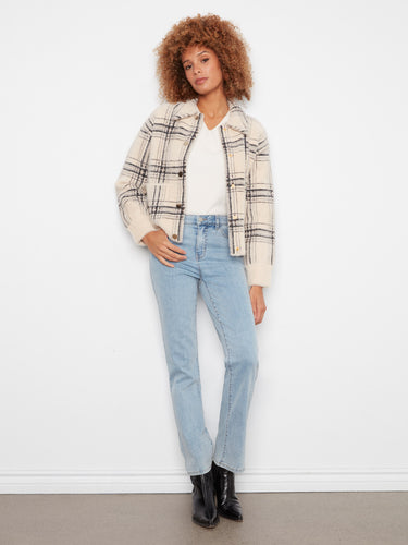 Stylish jacket with a classic shirt collar, offering a timeless look that pairs well with denim and boots by Charlie B.