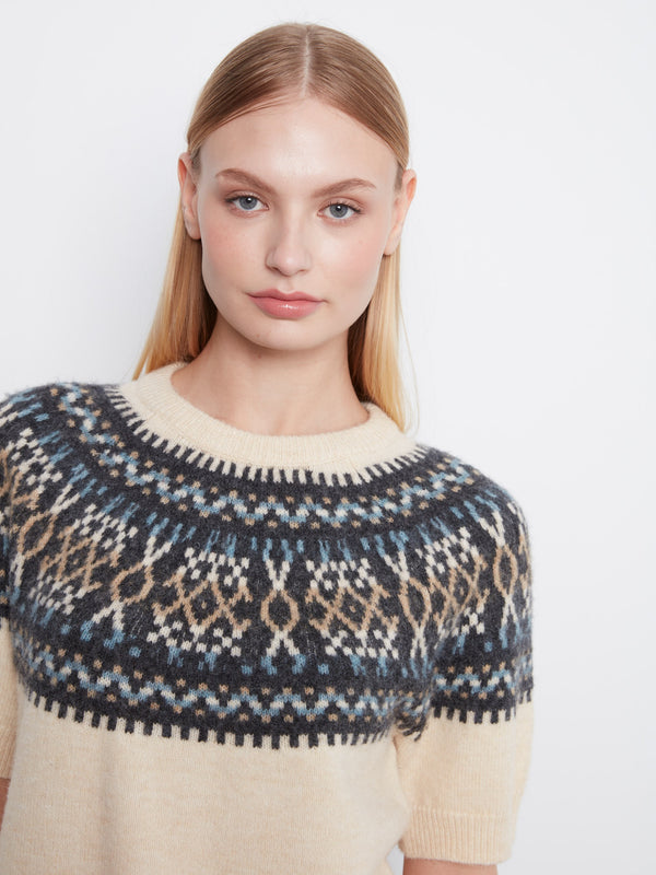 Short Sleeve Ski Sweater - Ecru