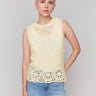Lemonade crochet top with intricate floral pattern, perfect for summer by Charlie B.