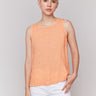 Papaya linen tank top featuring a high-low hem by Charlie B.