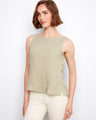Linen top featuring a scoop neckline and elegant side button detailing, perfect for a casual yet chic look by Charlie B.