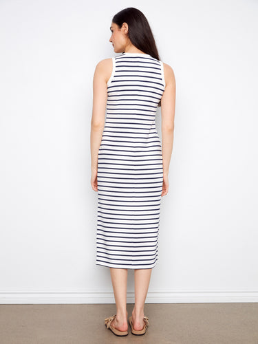 Chic striped dress with side slits for added style and comfort. Perfectly crafted for a modern look by Charlie B.