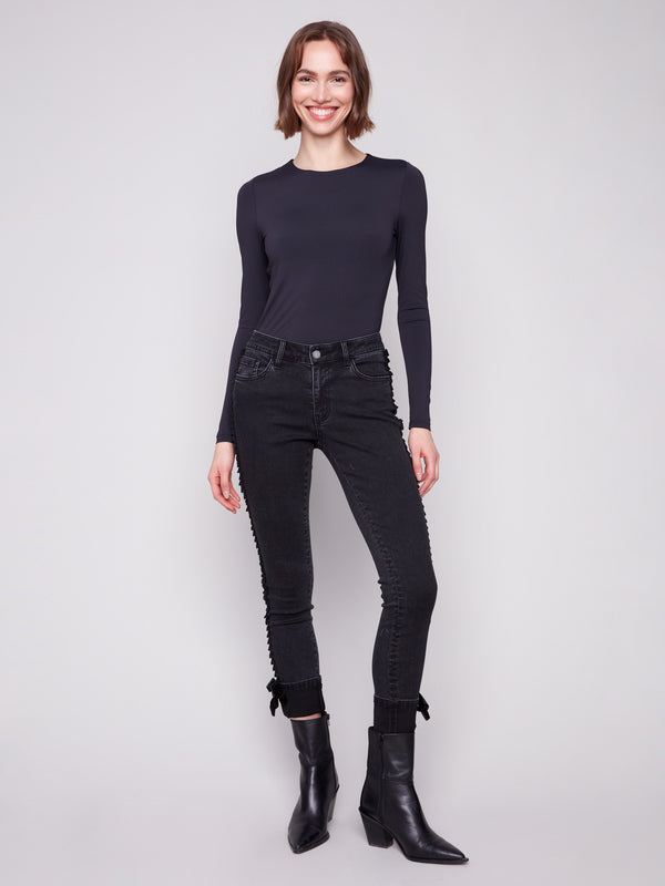Charcoal jeans featuring a slim fit and stylish five-pocket design, perfect for versatile wear by Charlie B.