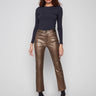 Copper metallic pants in a slim fit, crafted from stretch twill with a chic ankle-length cut by Charlie B.