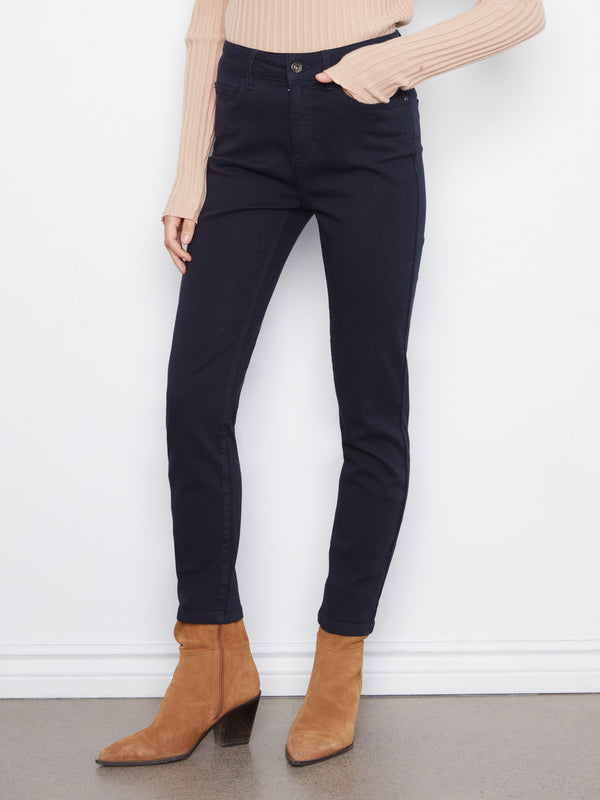 Pantalon en sergé à jambe étroite - Marine