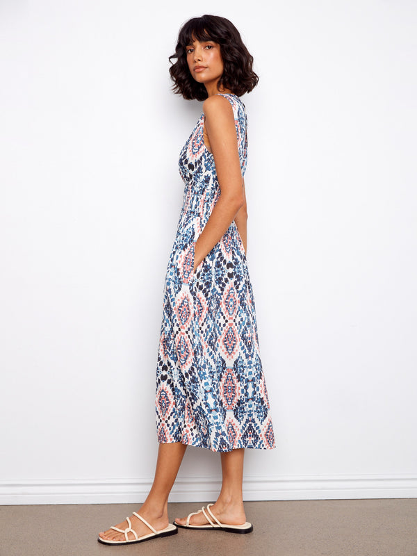Smocked Printed Viscose Dress - Nomad