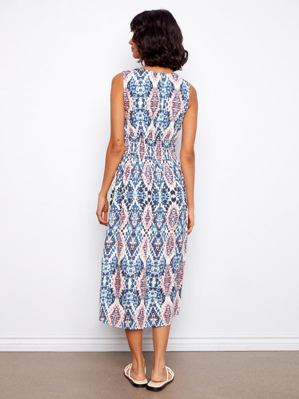 Smocked Printed Viscose Dress - Nomad