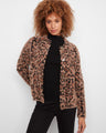 This relaxed fit leopard print jacket includes patch pockets and a stylish shirt collar for a chic look by Charlie B.