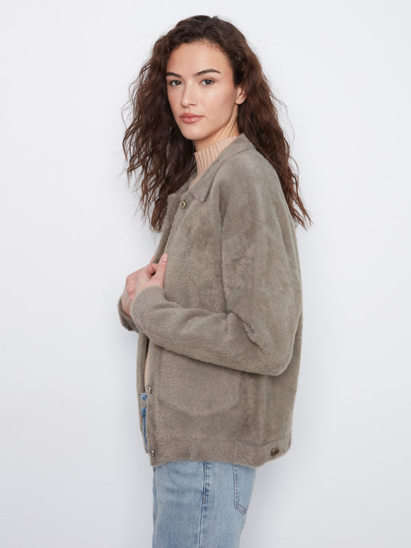 Veste en tricot jacquard doux - Verveine