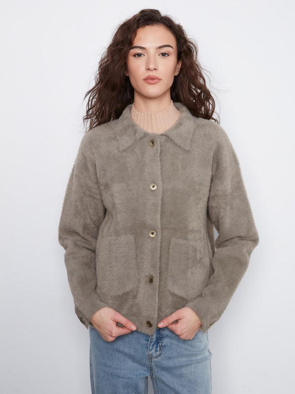 Veste en tricot jacquard doux - Verveine