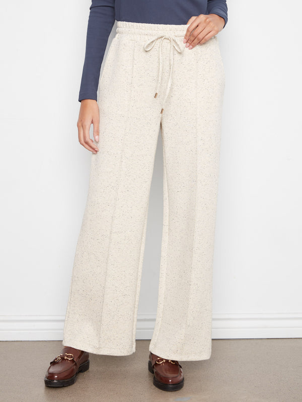 Pantalon jogger à jambe large en scuba doux - Biscuit