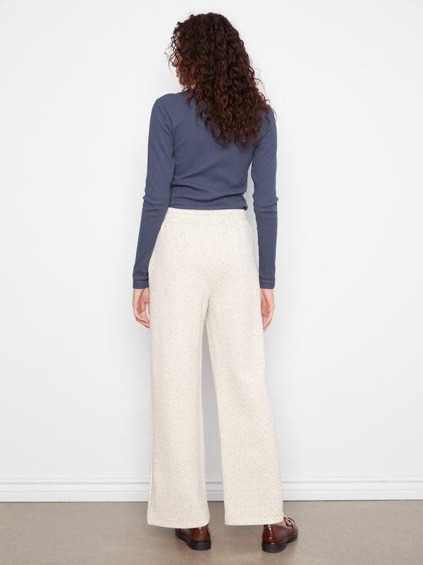 Pantalon jogger à jambe large en scuba doux - Biscuit