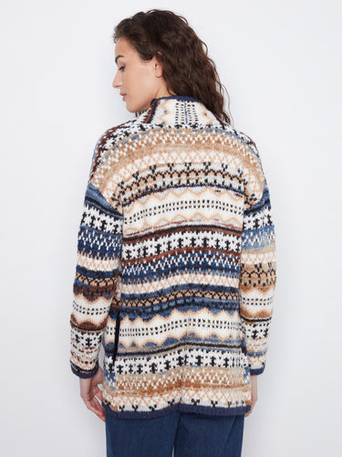 Featuring an open front and side seam pockets, this space dye jacquard cardigan is ideal for any casual outfit by Charlie B.