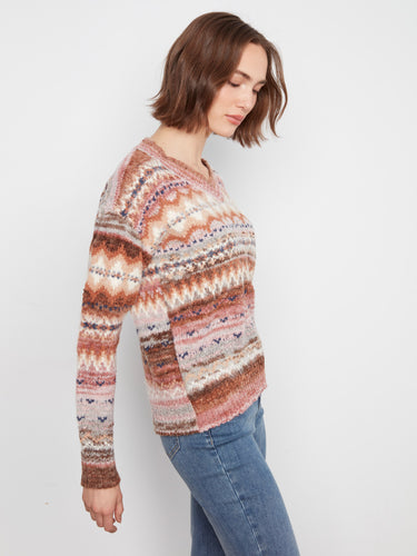 Ribbed cuffs complete the stylish details of this cozy V-neck sweater by Charlie B.