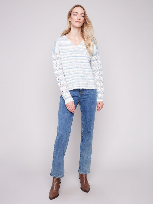 Space Dye V-Neck Sweater - Iris