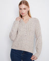 Sweater featuring a stylish notch neck and intricate knit pattern, perfect for casual outings. By Charlie B.
