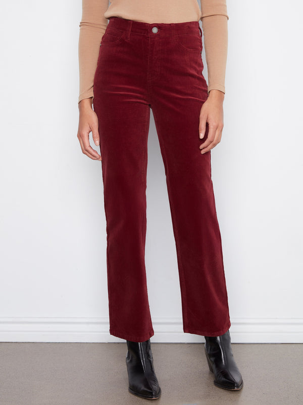 Straight Leg Corduroy Pants - Merlot