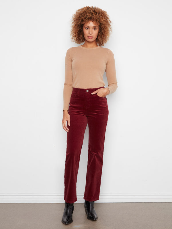 Straight Leg Corduroy Pants - Merlot
