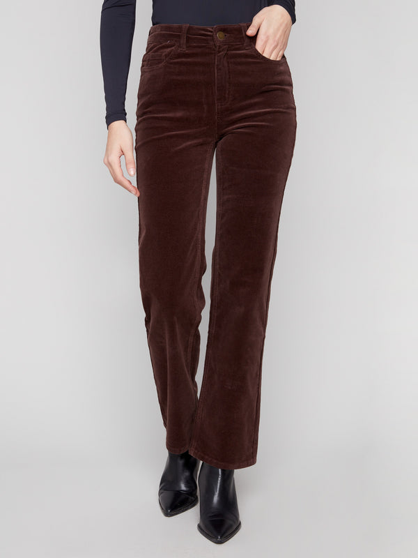 Straight Leg Corduroy Pants - Mocha