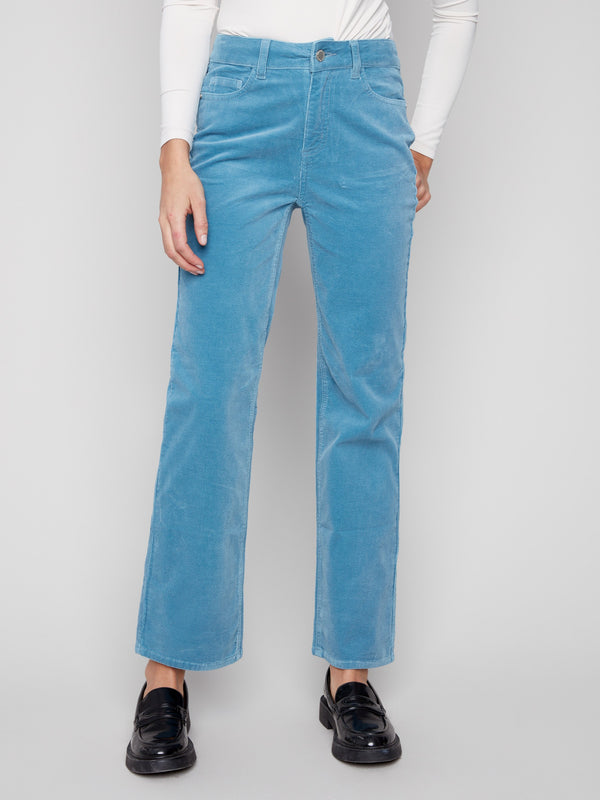 Long length corduroy trousers featuring a classic straight fit by Charlie B.
