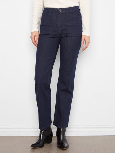 Experience ultimate comfort with the hidden elastic waistband of these stylish jeans, ensuring a snug fit all day long. By Charlie B.