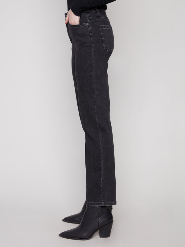 Crafted from stretch denim material, these charcoal jeans offer flexibility and style by Charlie B.